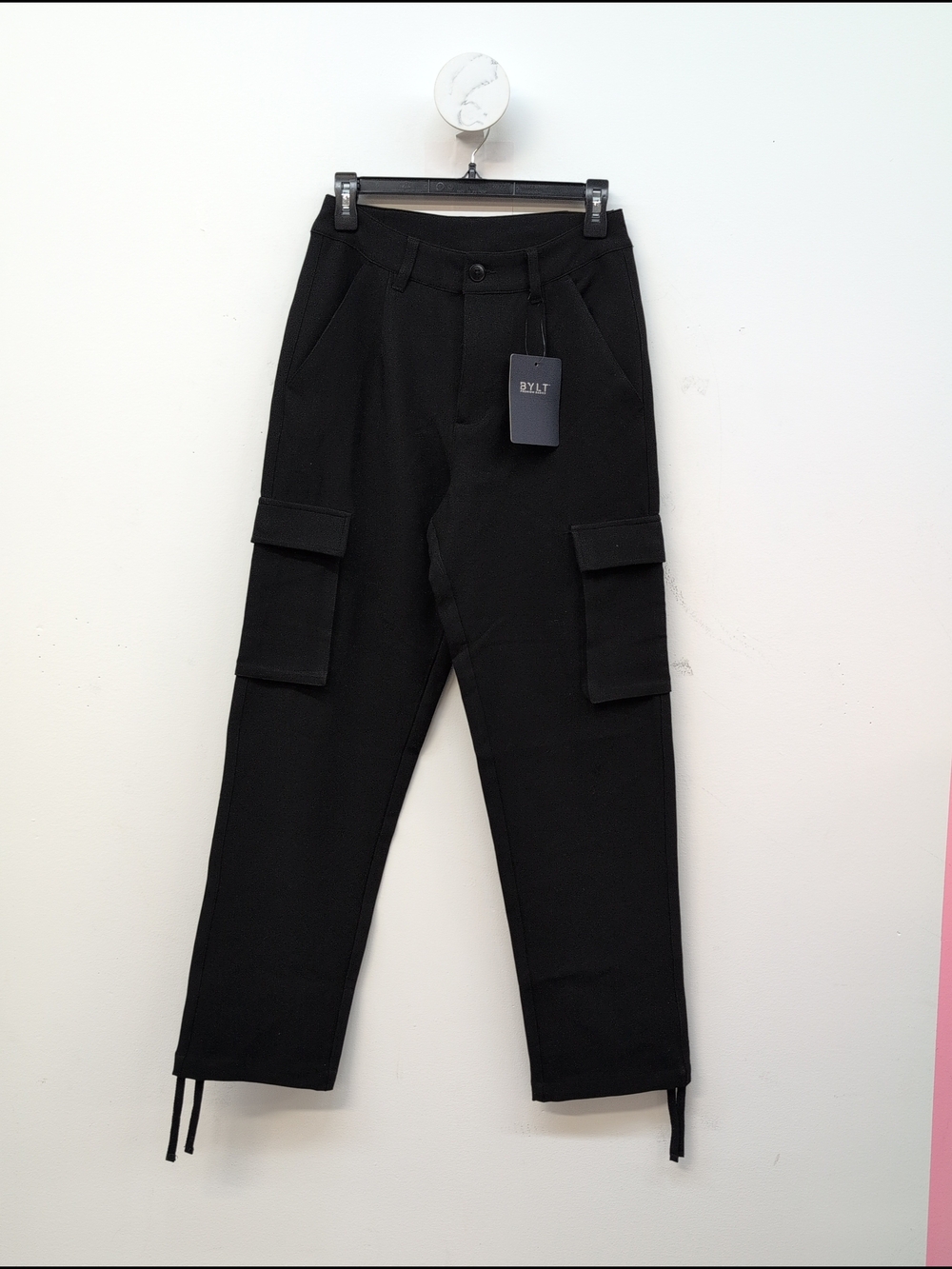 BYLT Premium Basics Midtown Straight Leg Women's Cargo Pant Small Black